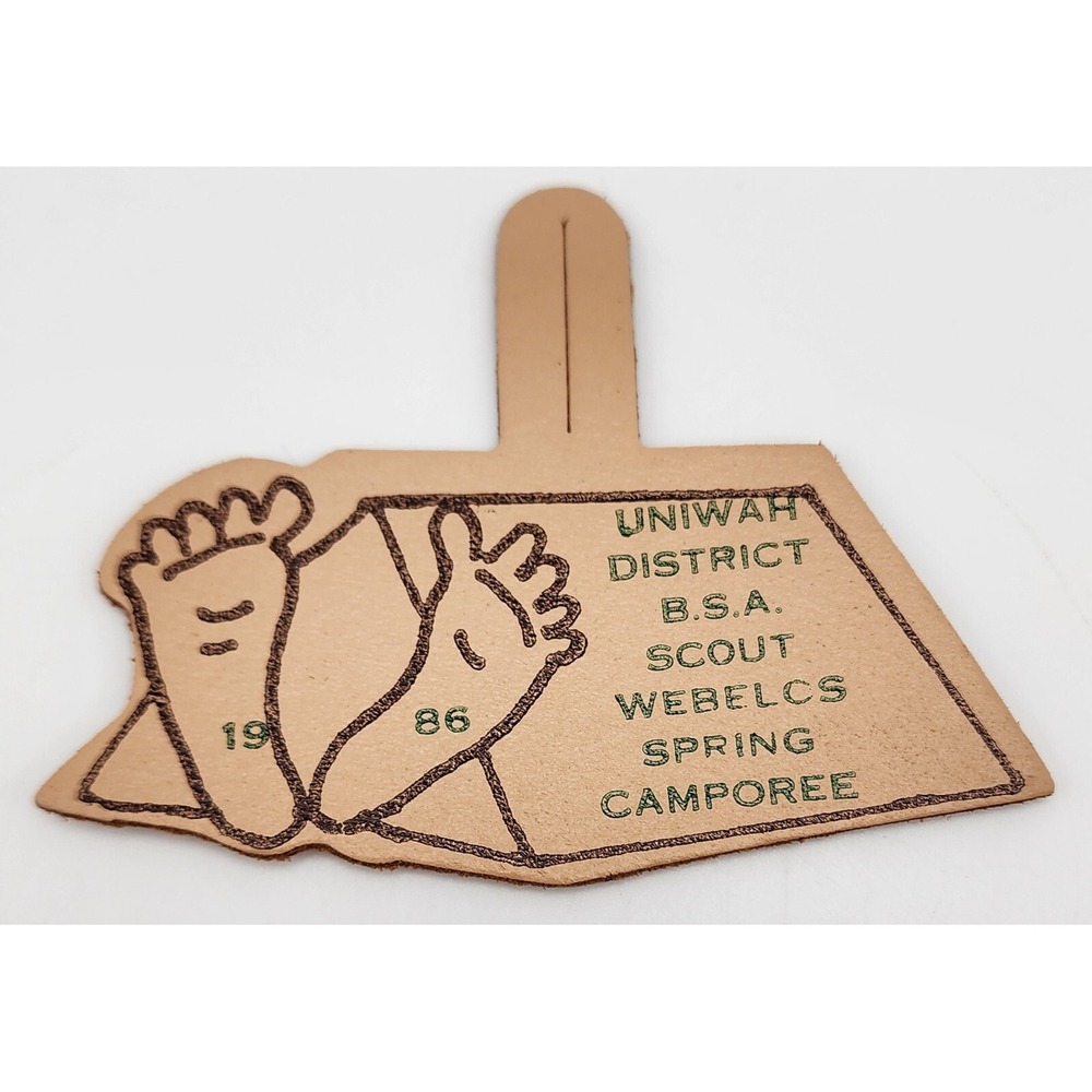 UNIWAH DISTRICT BSA SCOUT WEBELCS SPRING CAMPOREE 1986 Leather Pocket‎ Patch